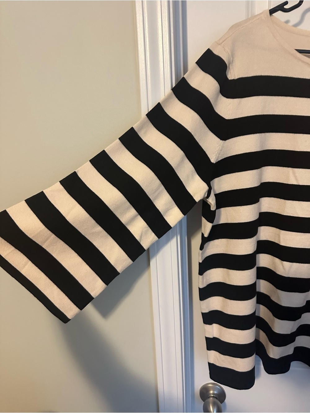 Chico's Black & Cream Striped Long-Sleeve Top with Red Heart - Picture 4 of 7
